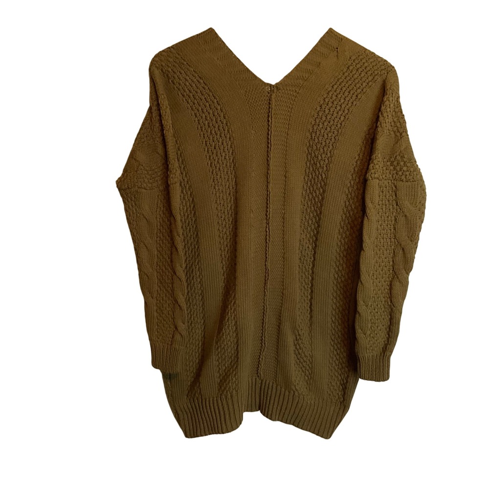 Agnes & Dora Boyfriend Cardigan Olive Green Cable Knit V Neck Pockets S NWT - Picture 3 of 10